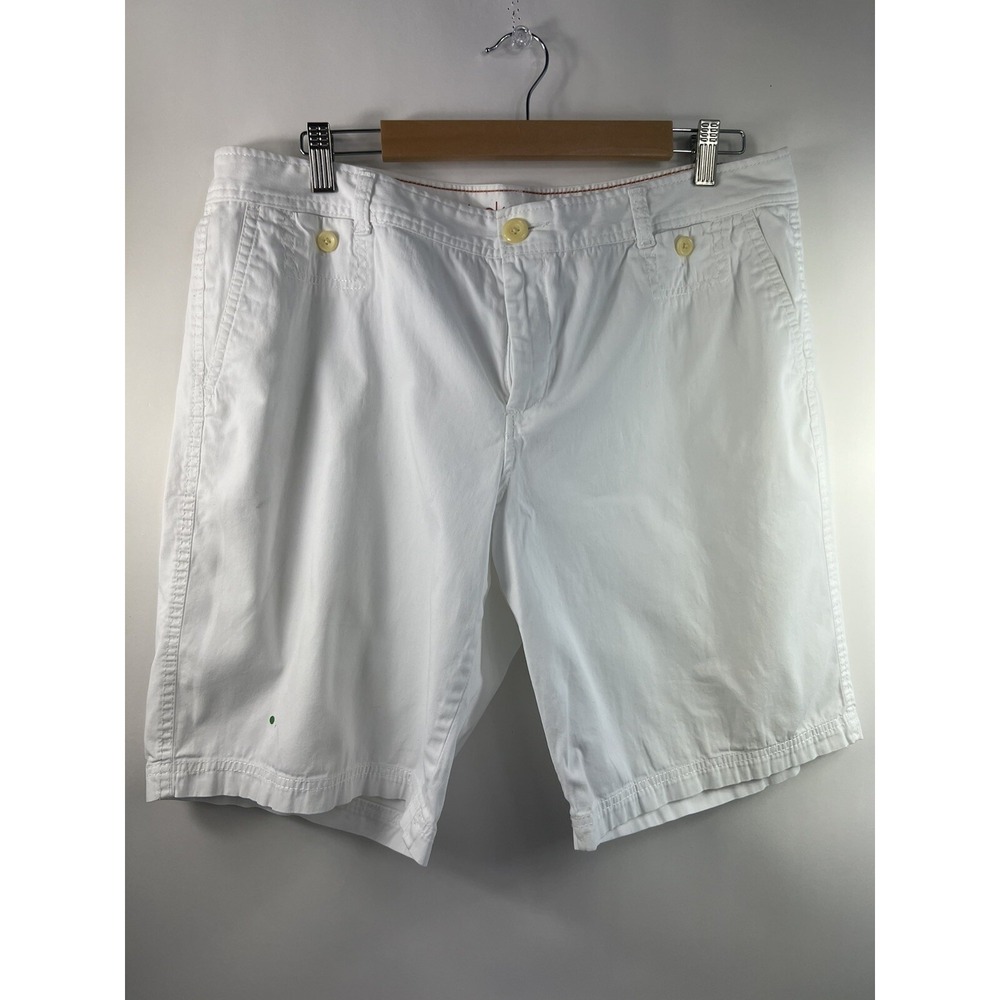 Dockers Bermudas Women's Sz 16 White Button Coin, Slash, & Back Button Pockets